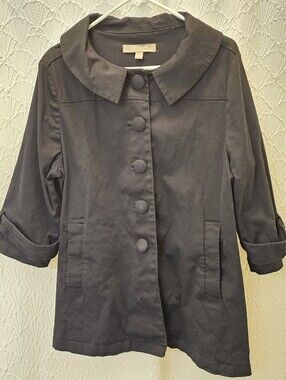 croft & barrow Black Covered-Button Collared Coat
